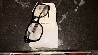 Shooting sperm on glasses and pocket protector
