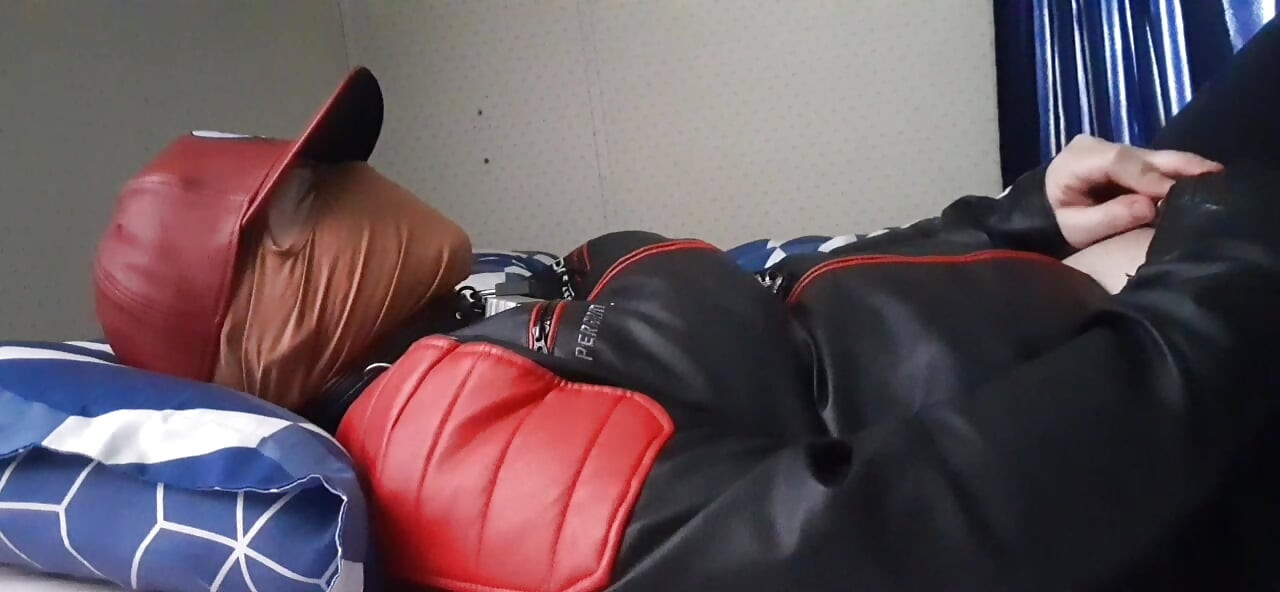 Leather Biker Locked in Chastity