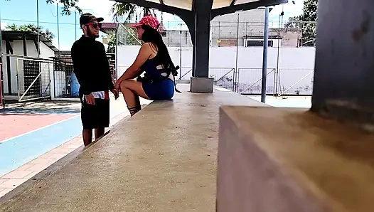 Park Hookup: Busty Latina's Secret Affair with Athletic Stranger