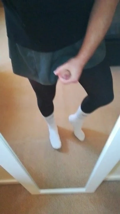 Horny FemBoi Orgasm's Clitty Milk in School Uniform