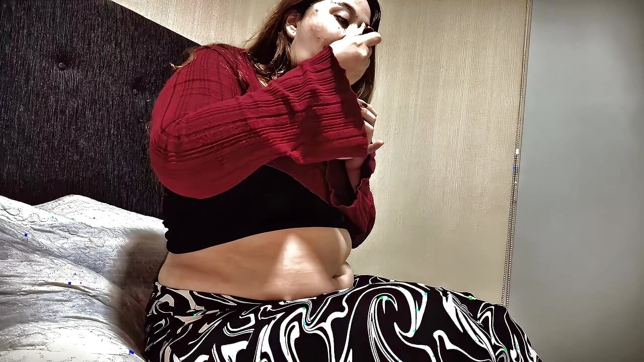 Nicole's Bedtime Snack Stripping, Teasing & Showing off My Big Soft Belly