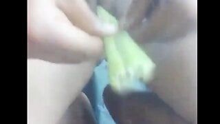 Indian unsatisfied bhabhi fucking her pussy with a bamboo stick