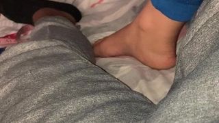 Sexy ebony feet hands in her pants