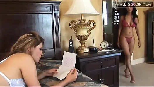 Horny lesbo sucks a chunky dildo then gets fucked hard in the ass