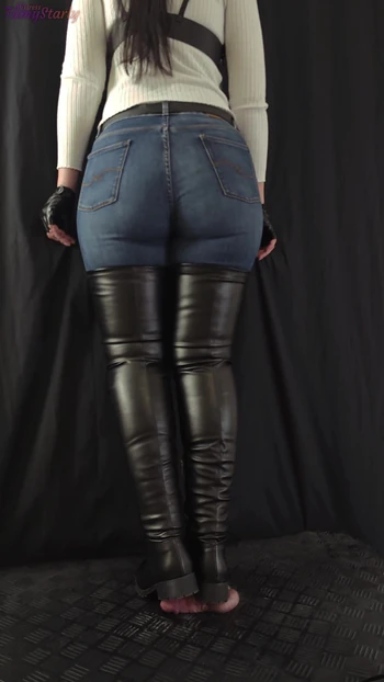 Police Officer Friend Trampling Your Cock in her Thigh High Riding Boots