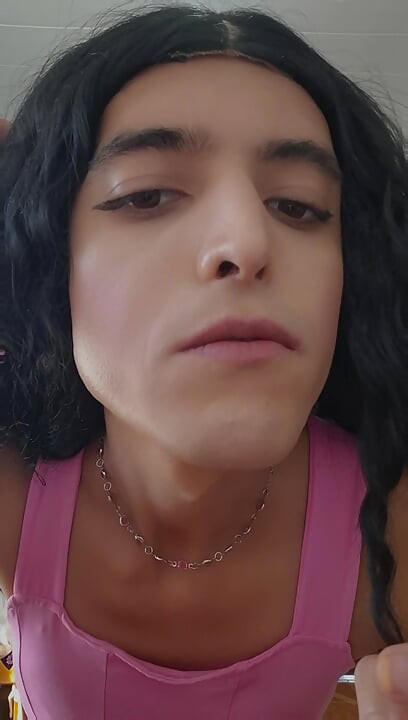 Petite trans girl sucking her thumb