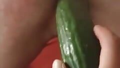 1wife Gets Fucked with Big Cucumber in Holiday House...