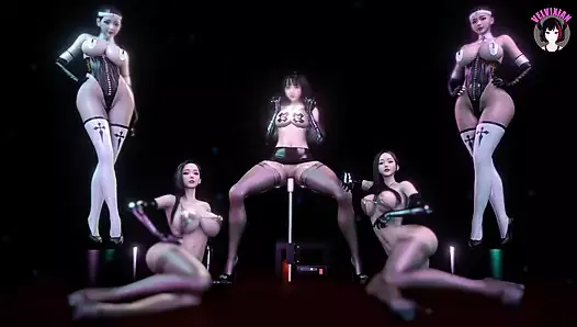 Hot Asian Girl Fucking By Dildo Machine - Multiple Girls (3D HENTAI)