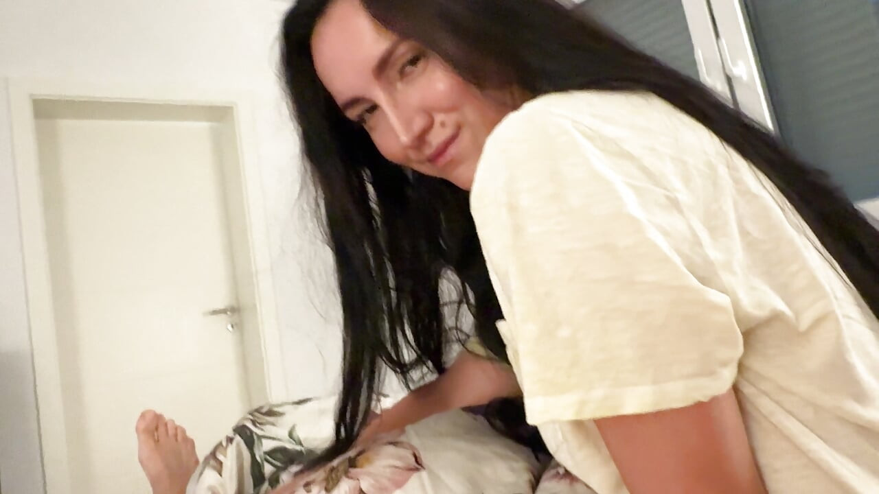 Stepmom Takes Off Her Panties & Lets Step Son Borrow Her Bed