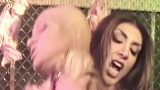 Blonde Gives Sloppy Blowjob and Takes Hard Penetration Outdoors