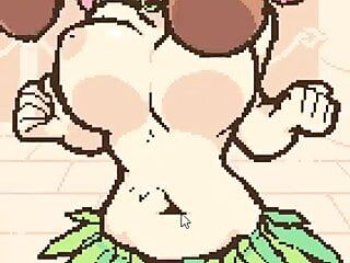 Coconut Shake - Pixel-Hentai-Spiel - riesige Brüste, Melken am Strand