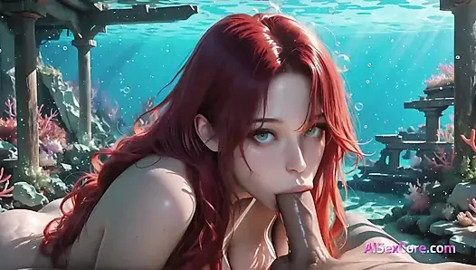 Atemberaubende rothaarige bekommt heißen unterwasser-sex und schmutziges cumshot strömt über ihre schwimmenden titten (AI Porn)