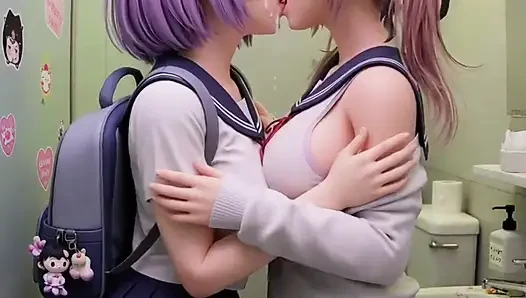 Schulmädchen küssen Cosplay Anime compilation