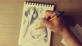 Beautiful female body drawing