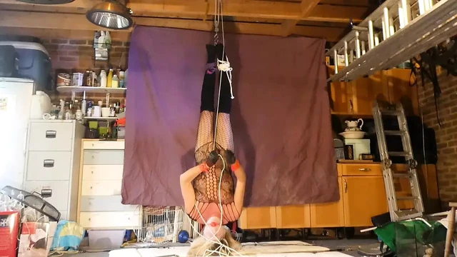 Sissy suspension bondage upside down