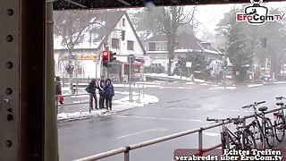 German couple casting on the street in Berlin