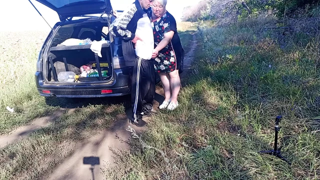 Stepmom holds my dick while I pee and then does blowjob in public