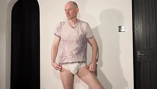 Jonathan gets wet and soapy takes of his briefs masturbates his penis erect getting naked and horny playing with his hard cock
