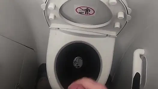 Uçak banyosunda mastürbasyon ve boşalma.