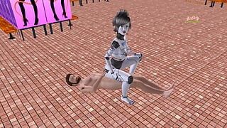 Güzel bir robot kızın ters kovboy kız pozisyonunda bir adamın yarağına baskın düzenlediği animasyonlu bir porno videosu.