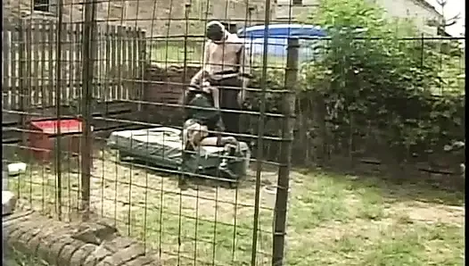 Dirty Slave in Fetish and Sexy Lingerie Fucked in Cage