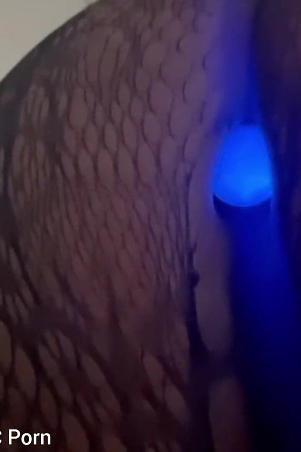 Walking Around in Sexy Fishnet Bodysuit Vibratoring Butt Plug Deep in My Ass