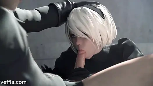 Yorha 2b android dientot habis-habisan: nier automata 3d hentai lagi asik dicrot di dalam 4k nsfw