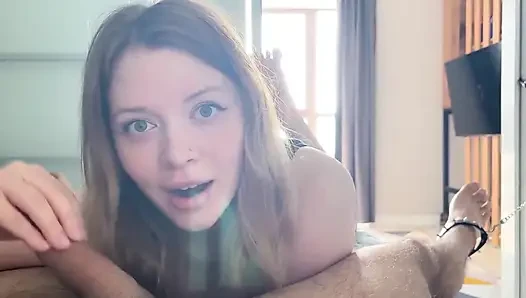 Dominatrix Makes Him Beg: Lost Bet Handjob, Blowjob & Grind