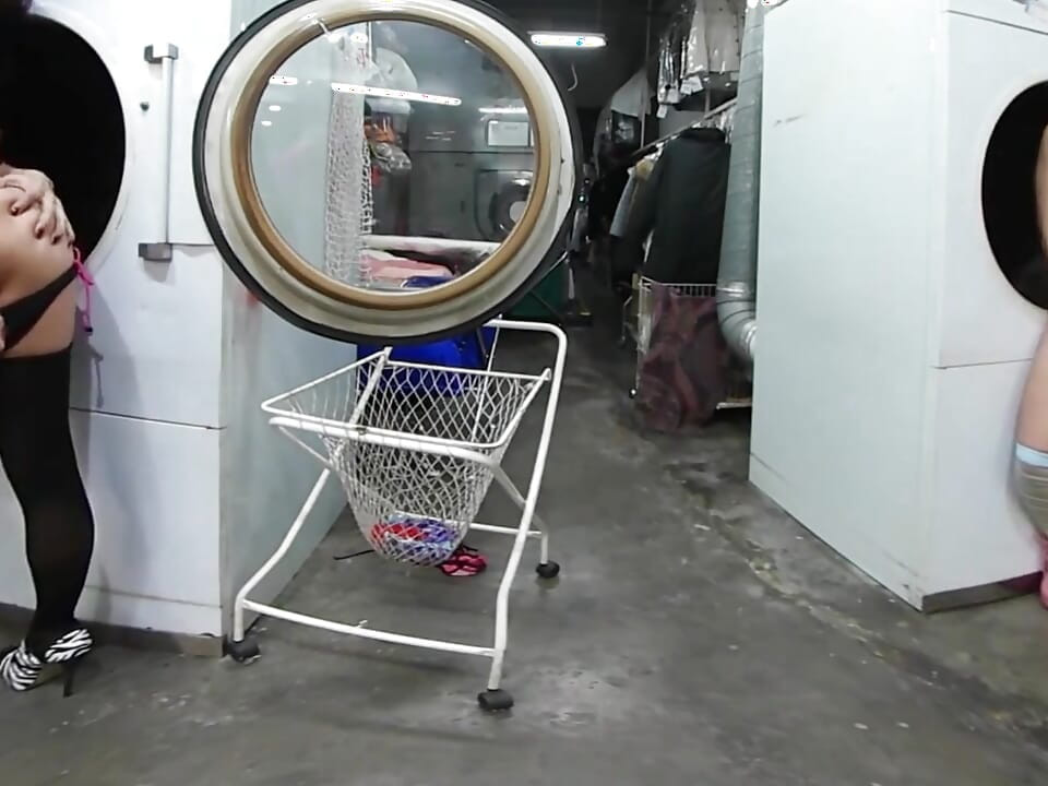 Four Very Hot Girls in the Laundry Room Start Using Their Vibrators and Fucking Each Other.