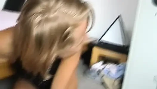 Hairy German slut rides dick and gets a big facial