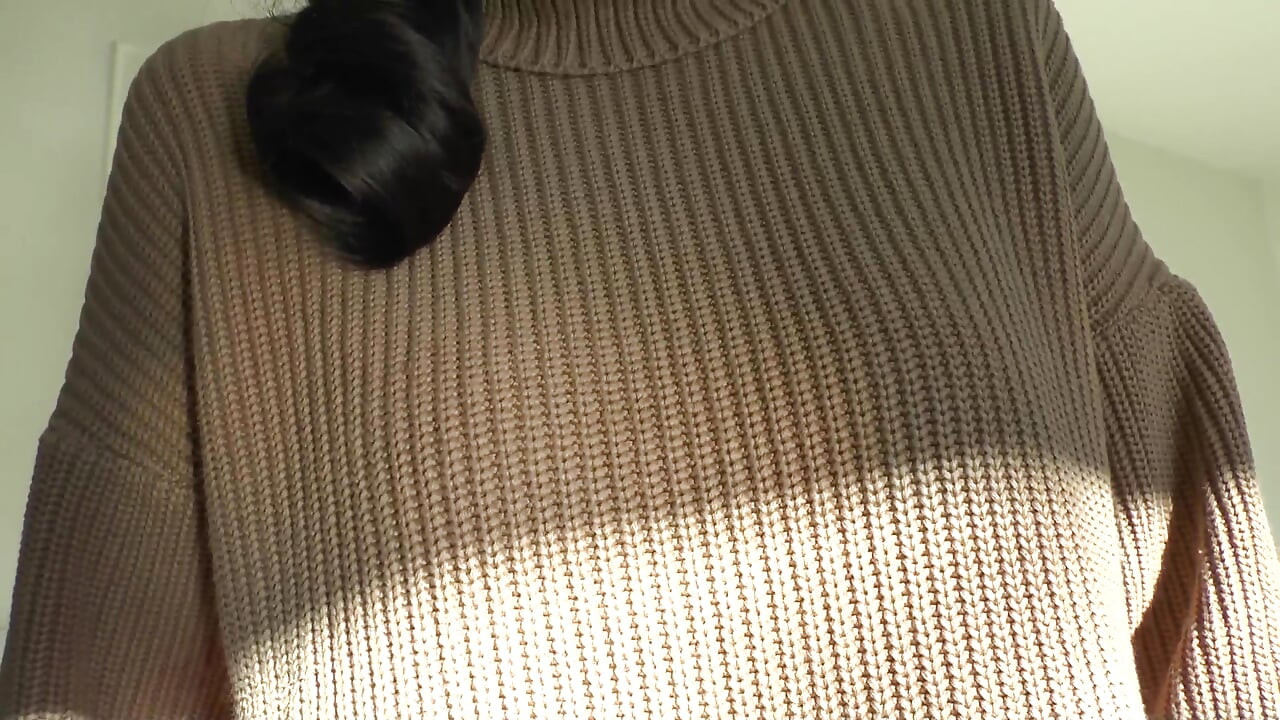 Cum on My Sweater! Lady Victoria Valente in a Thick Turtleneck Sweater