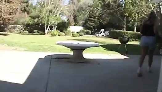 Round booty nympho gets her tight black pussy slammed sideways