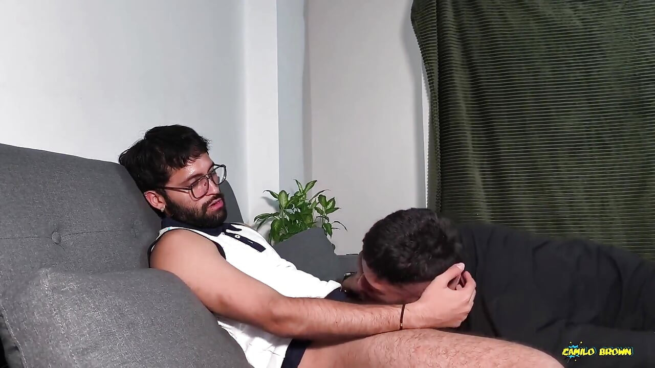 Sexy Twink Jacobo Torres Sucking Hot Daddy Camilo Brown's Big Uncut Cock