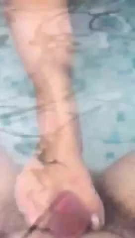 Footjob in the pool