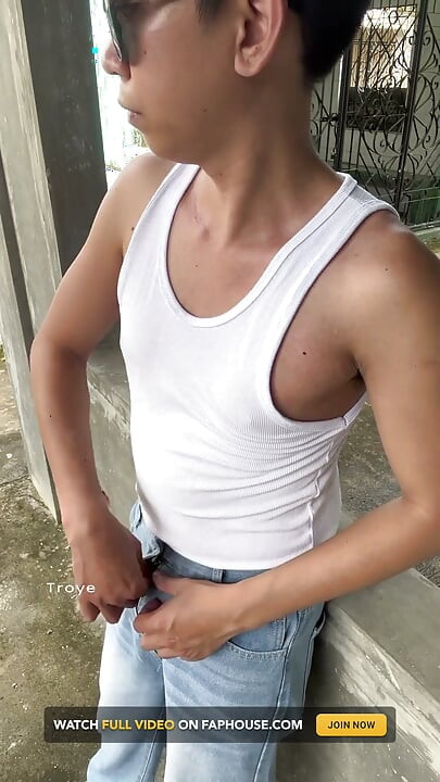 Asian Boy Is Too Hot in His White Top and Jeans