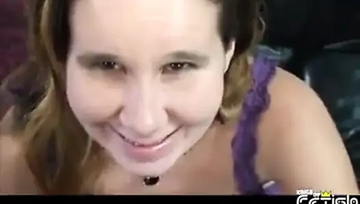 Shy pregnant woman sucks a big cock and gets fucked on the sofa POV