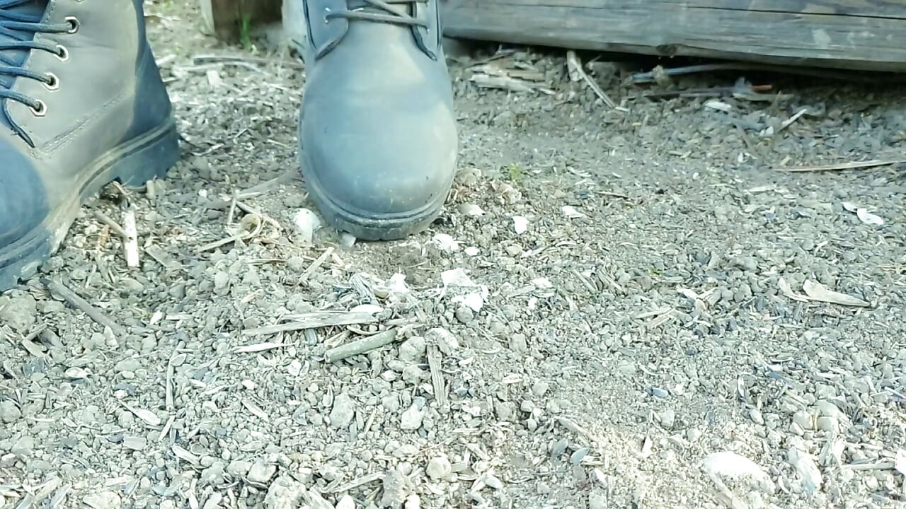 Jerk off and Cum After Empty Shells Are Crushed by Boots