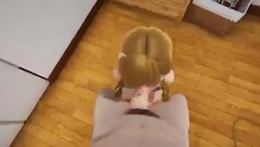 Брюнетка сосет огромную