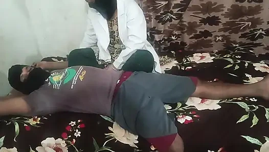 Female doctor check the patient at his room