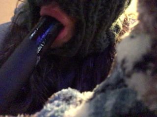 Masked gagging blowjob