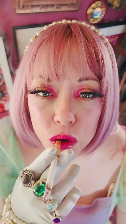 A Pretty Princess, Tina Snua , Chainsmokes 2 Cork Cigarettes - Dangling Snap Inhales Drifting Smoke