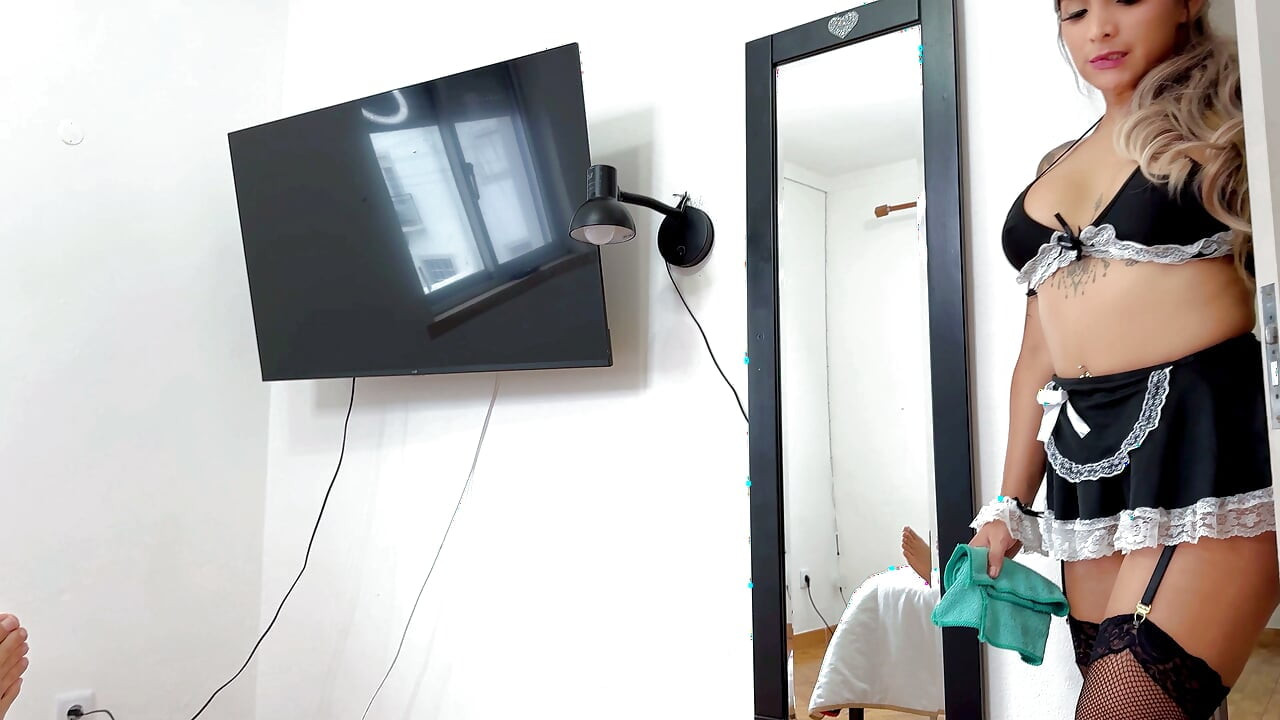 The maid wants my cock in her pussy! She walks around the room showing me her ass!