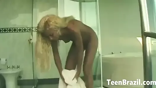 Blonde Small Boob Brazilian Girl Gets Facial Cumshot