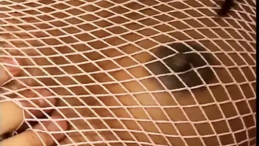 Black c-cup hottie gets off being double-penetrated by two white dudes