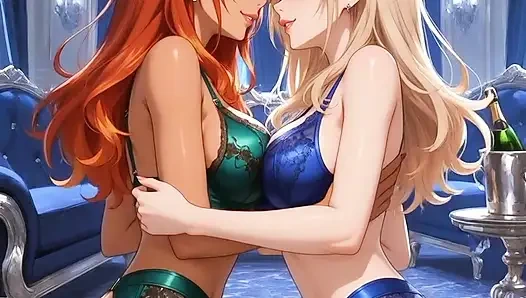 Vip yatak odasında birçok güzel striptizci ve 4 kızla bakış açısı lüks striptiz kulübü deneyimi hentai anime