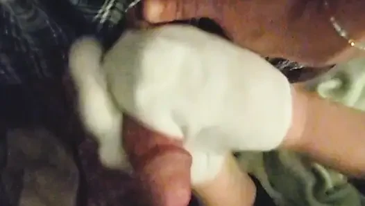 Seksi küçük beyaz ayak bileği çoraplı mastürbasyon çorap