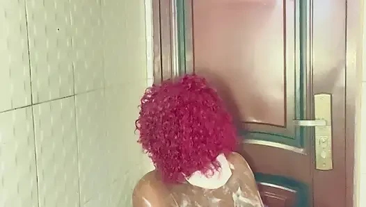 Pregnant woman having her bath