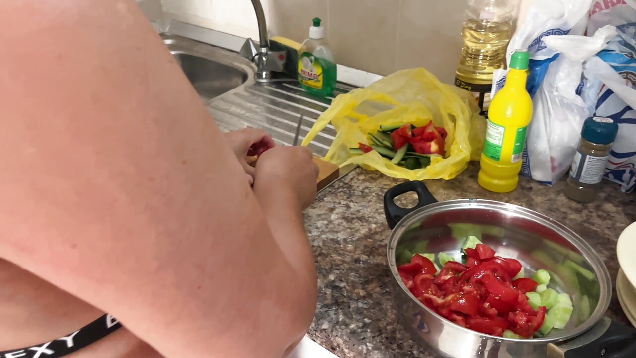 Zara Charm Striptease In Lingerie Making Lunch And Flashing Breasts