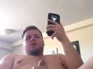 Chubby guy jerks off and cums