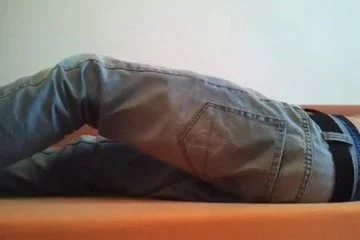 My Best Friend Sagging in Blue Satin Boxershorts